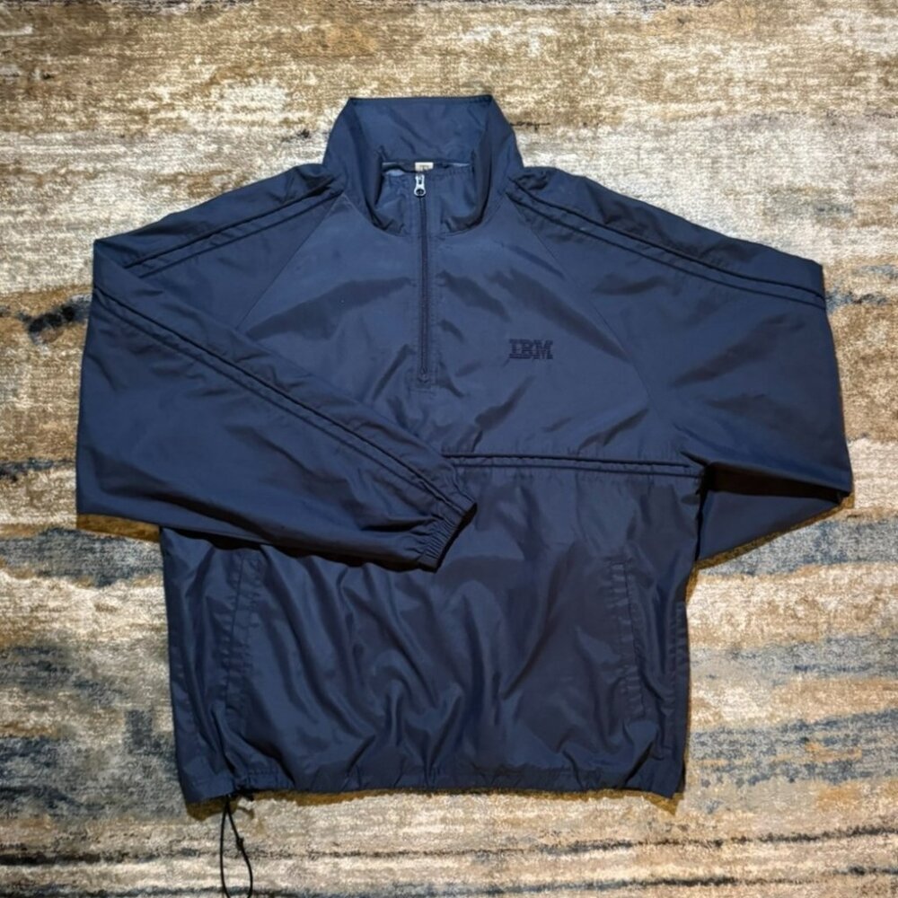 IBM Navy Windbreaker Pullover Jacket – Mens Large